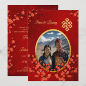 Foto Kersenbloesem Tibetaanse bruiloft Kaart (Voorkant / Achterkant)