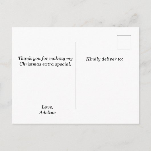 Foto Kerst Bedankt Post Kaart (Achterkant)