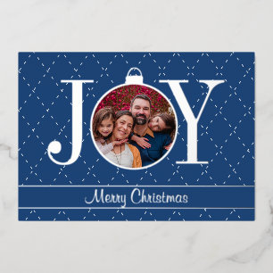Foto KERST Blauw Wit Zilver Folie Feestdagenkaart