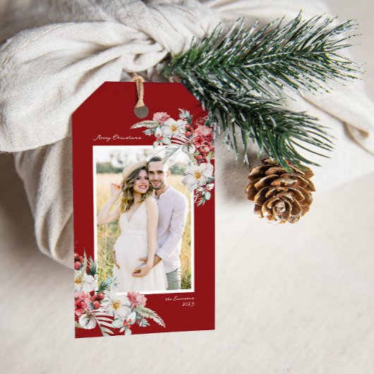 Foto Kerst Botanisch Cadeaukaartje Cadeaulabel