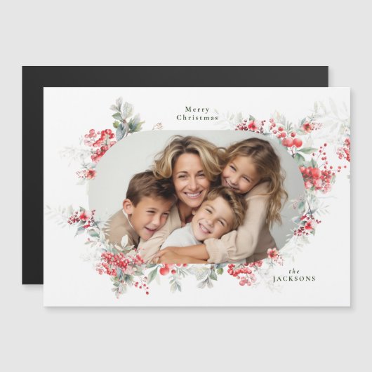 Foto Kerst Botanische Magnetische Vakantie Kaart (Voorkant / Achterkant)