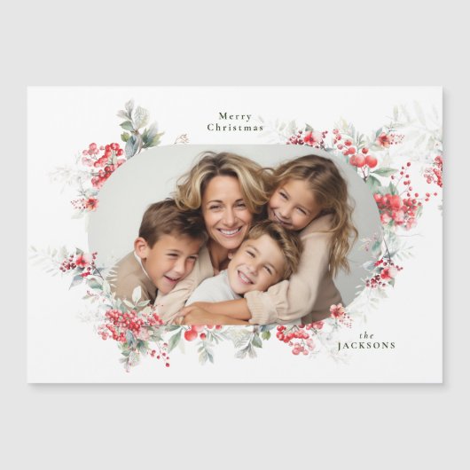 Foto Kerst Botanische Magnetische Vakantie Kaart (Voorkant)
