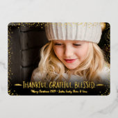 Foto Kerst Dankbaar Goud Folie Feestdagenkaart (Voorkant)