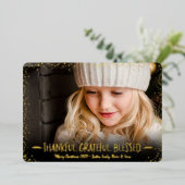 Foto Kerst Dankbaar Goud Folie Feestdagenkaart (Staand Voorkant)