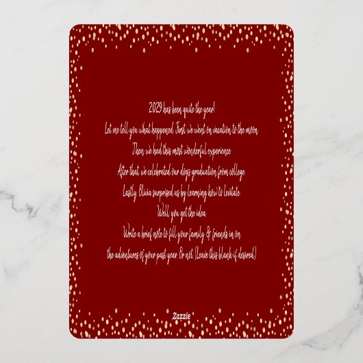 Foto Kerst Dankbaar Goud Folie Feestdagenkaart (Achterkant)