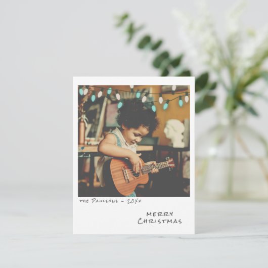  Foto Kerst Kaart - blauw & wit Lichten (Staand voorkant)