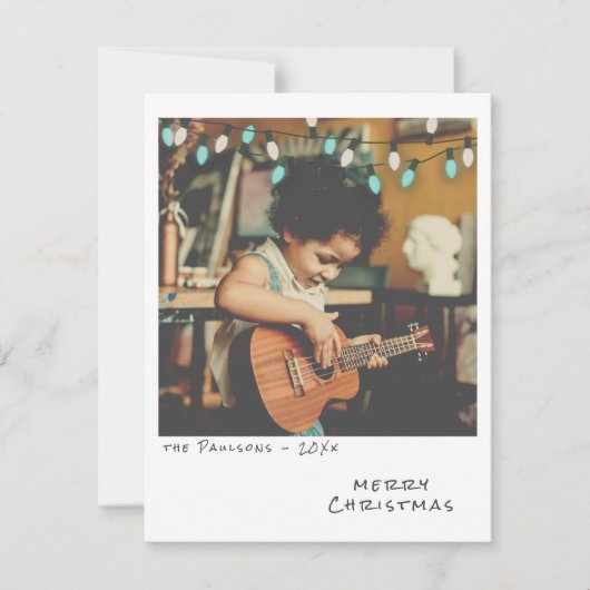 Foto Kerst Kaart - blauw & wit Lichten (Voorkant)