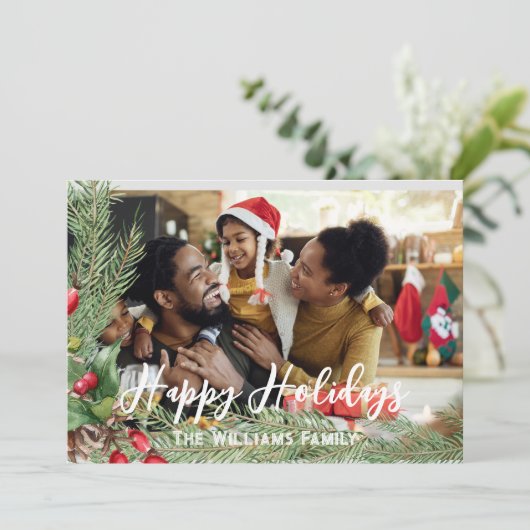 Foto Kerst Kaart Dubbelzijdige Moderne Vakantie (Staand voorkant)