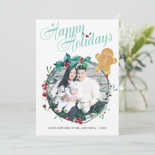 Foto Kerst Kaart - Gingerbread Man (Staand voorkant)