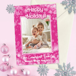 Foto Kerst Kaart | Hot Pink | grillige vlokken