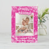 Foto Kerst Kaart | Hot Pink | grillige vlokken (Staand voorkant)