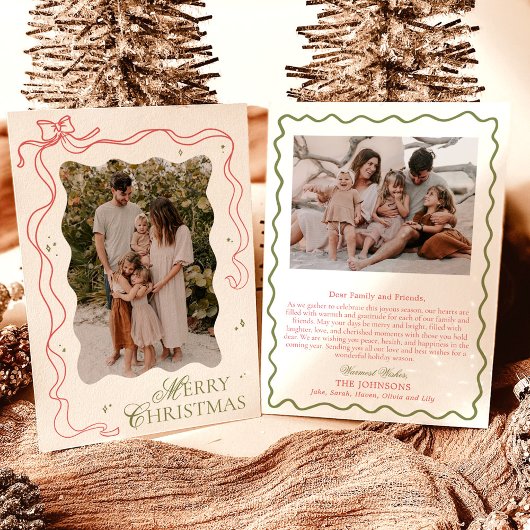 Foto Kerst Kaart, Kleurrijke Bow Holiday Kaart