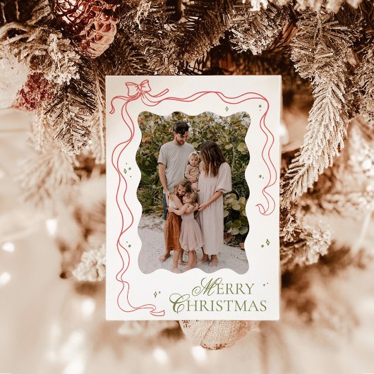 Foto Kerst Kaart, Kleurrijke Bow Holiday Kaart