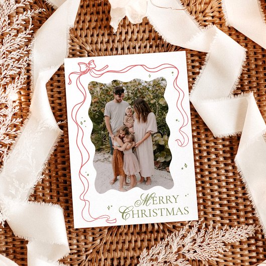 Foto Kerst Kaart, Kleurrijke Bow Holiday Kaart