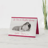 Foto Kerst Kaart met Baby Naam Rood (Voorkant)