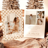 Foto Kerst Kaart | Modern Checker Holiday Kaart