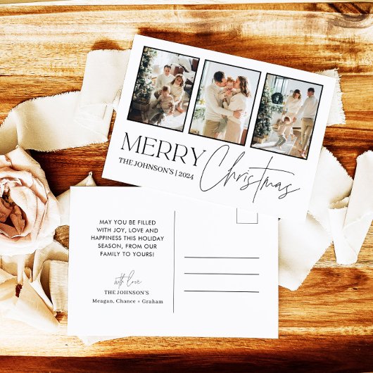 Foto Kerst Kaart, Moderne Vrolijke Kerst Feestdagenkaart