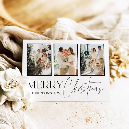 Foto Kerst Kaart, Moderne Vrolijke Kerst Feestdagenkaart