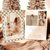 Foto Kerst Kaart, Sage Green Boho vakantie Kaart