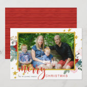 Foto Kerst Kaarten Rood en Goud Kalligrafie (Voorkant / Achterkant)