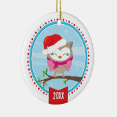 FOTO KERST ORNAMENT:: feestelijke uil 3 Keramisch Ornament (Rechts)