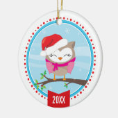 FOTO KERST ORNAMENT:: feestelijke uil 3 Keramisch Ornament (Links)