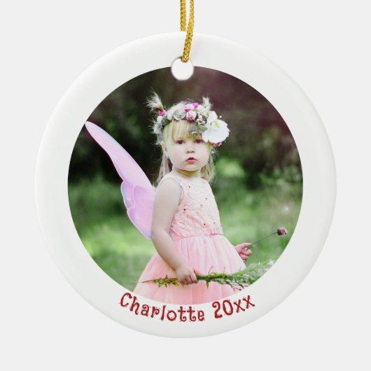 Foto Kerst Ornament met de Naam van het Kind (Voorkant)