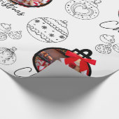 Foto Kerst Ornament Zwart-wit Cadeaupapier (Hoek)