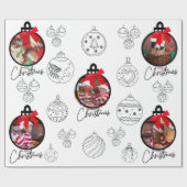 Foto Kerst Ornament Zwart-wit Cadeaupapier (Vlak)