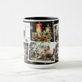 Foto Kerst Poinsettia Holly Berries Zwart Mok (Midden)