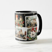 Foto Kerst Poinsettia Holly Berries Zwart Mok (Voorkant rechts)