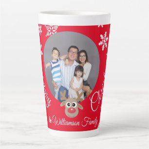 Foto Kerst Rood Schattige rendier Wit Script Latte Mok