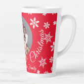 Foto Kerst Rood Schattige rendier Wit Script Latte Mok (Rechts)