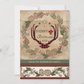 Foto Kerst Rustieke Houten Lodge Hertengewei Feestdagenkaart (Voorkant)