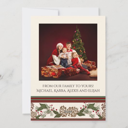 Foto Kerst Rustieke Houten Lodge Hertengewei Feestdagenkaart (Achterkant)