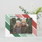 Foto Kerst Script Retro Rood Groen Strepen Feestdagenkaart (Staand voorkant)