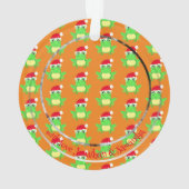 Foto Kerst Sinaasappel Kikker Santa Hoed Pattern S Ornament (achterkant)