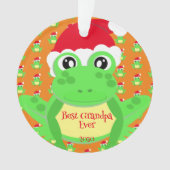 Foto Kerst Sinaasappel Kikker Santa Hoed Pattern S Ornament (voorkant)