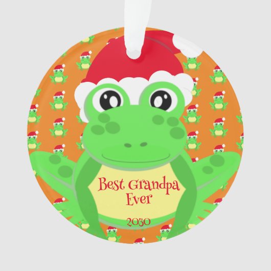 Foto Kerst Sinaasappel Kikker Santa Hoed Pattern S Ornament (voorkant)