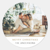 Foto Kerst sticker Holiday Label Minimal Gold (Voorkant)