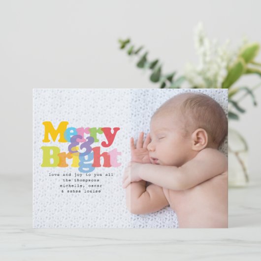 Foto Kerst vrolijk en fel Kerstvakantie Geboorte Feestdagenkaart (Staand voorkant)