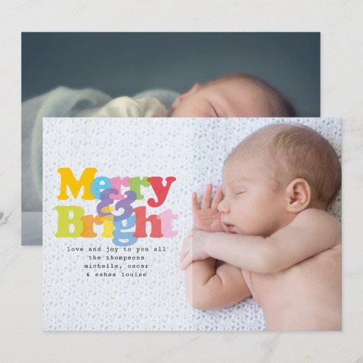 Foto Kerst vrolijk en fel Kerstvakantie Geboorte Feestdagenkaart (Voorkant / Achterkant)