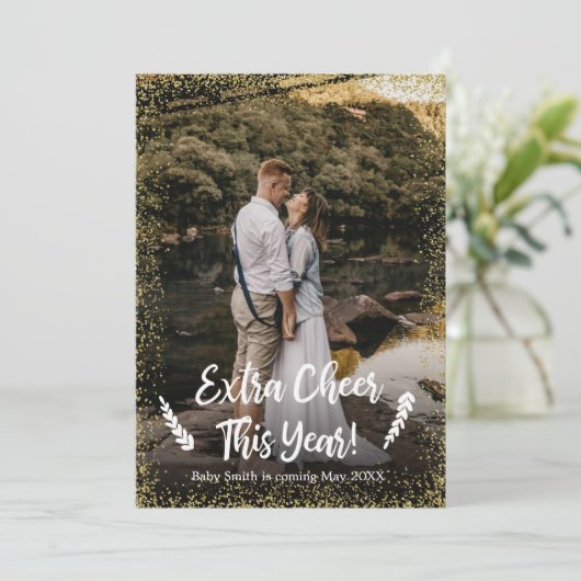 Foto Kerst Zwangerschap Aankondiging Kaarten (Staand voorkant)