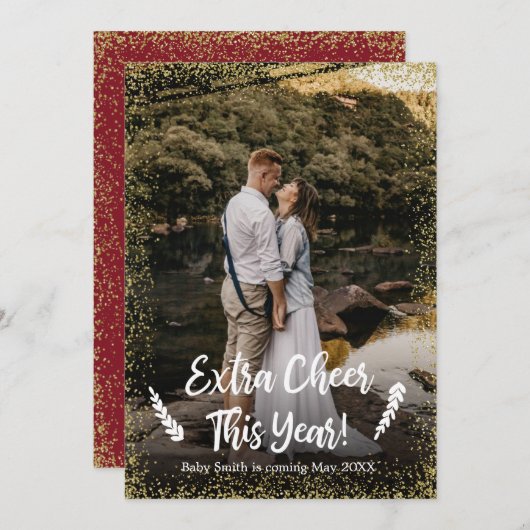 Foto Kerst Zwangerschap Aankondiging Kaarten (Voorkant / Achterkant)