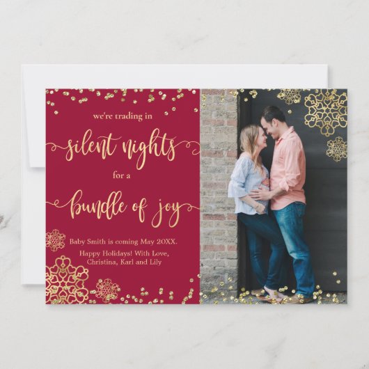 Foto Kerst Zwangerschap Aankondiging Kaarten (Voorkant)