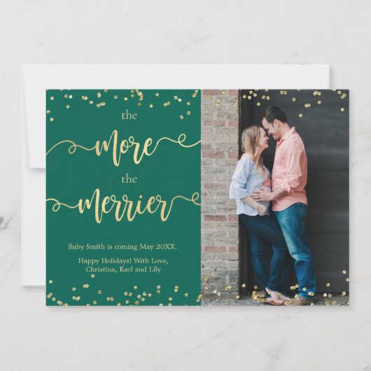 Foto Kerst Zwangerschapsaankondiging Kaarten Groen (Voorkant)