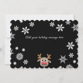 Foto Kerst Zwart Wit Script Schattige rendier Feestdagenkaart (Achterkant)