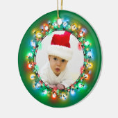 Foto Kerstbollen met groene achtergrond Keramisch Ornament (Links)