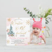 Foto Kerstboom Winter Onederland Verjaardag Kaart (Staand voorkant)