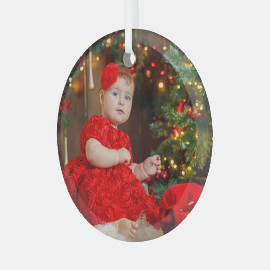 Foto kerstboomgeschenk glas ornament (Voorkant links)